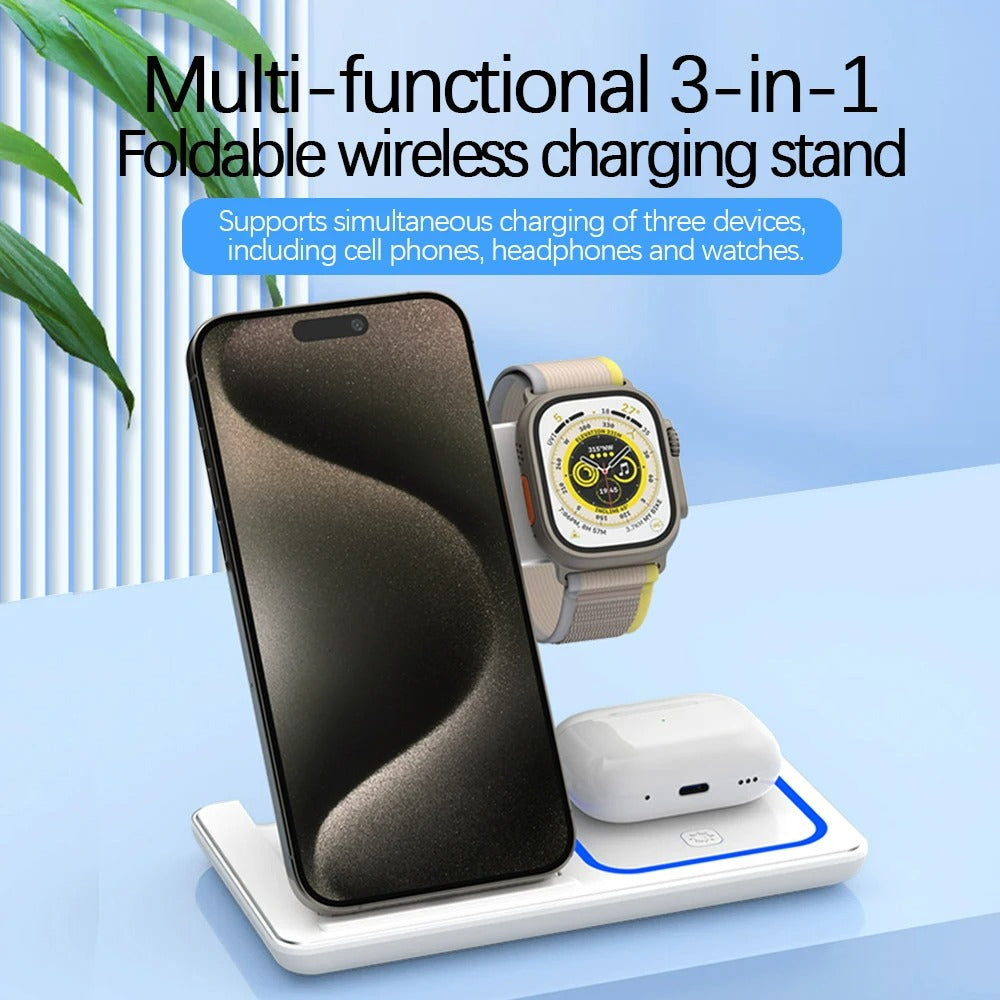 Draadloze oplaadstation met een magnetische snel laad stand voor telefoon horloge oortjes USB gevoed multi-device oplaad hub draagbare oplader