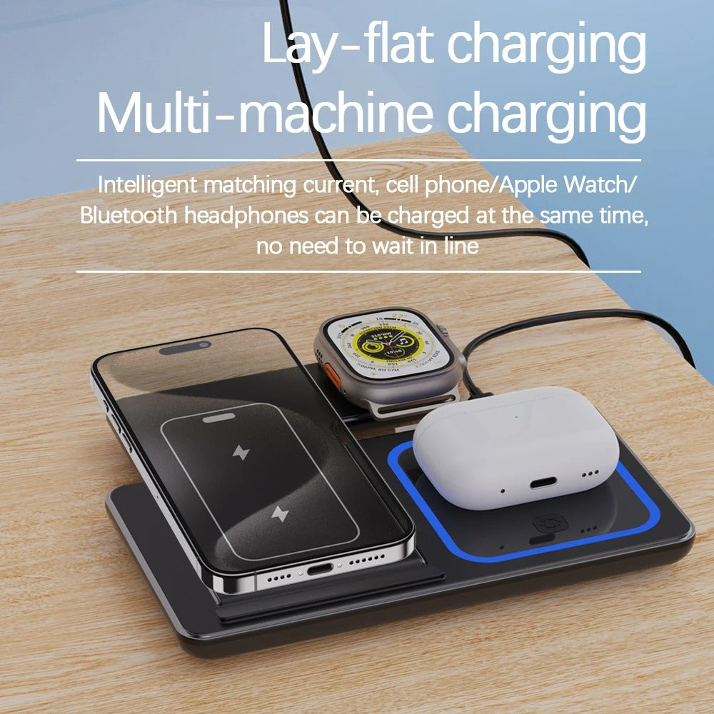 Draadloze oplaadstation met een magnetische snel laad stand voor telefoon horloge oortjes USB gevoed multi-device oplaad hub draagbare oplader