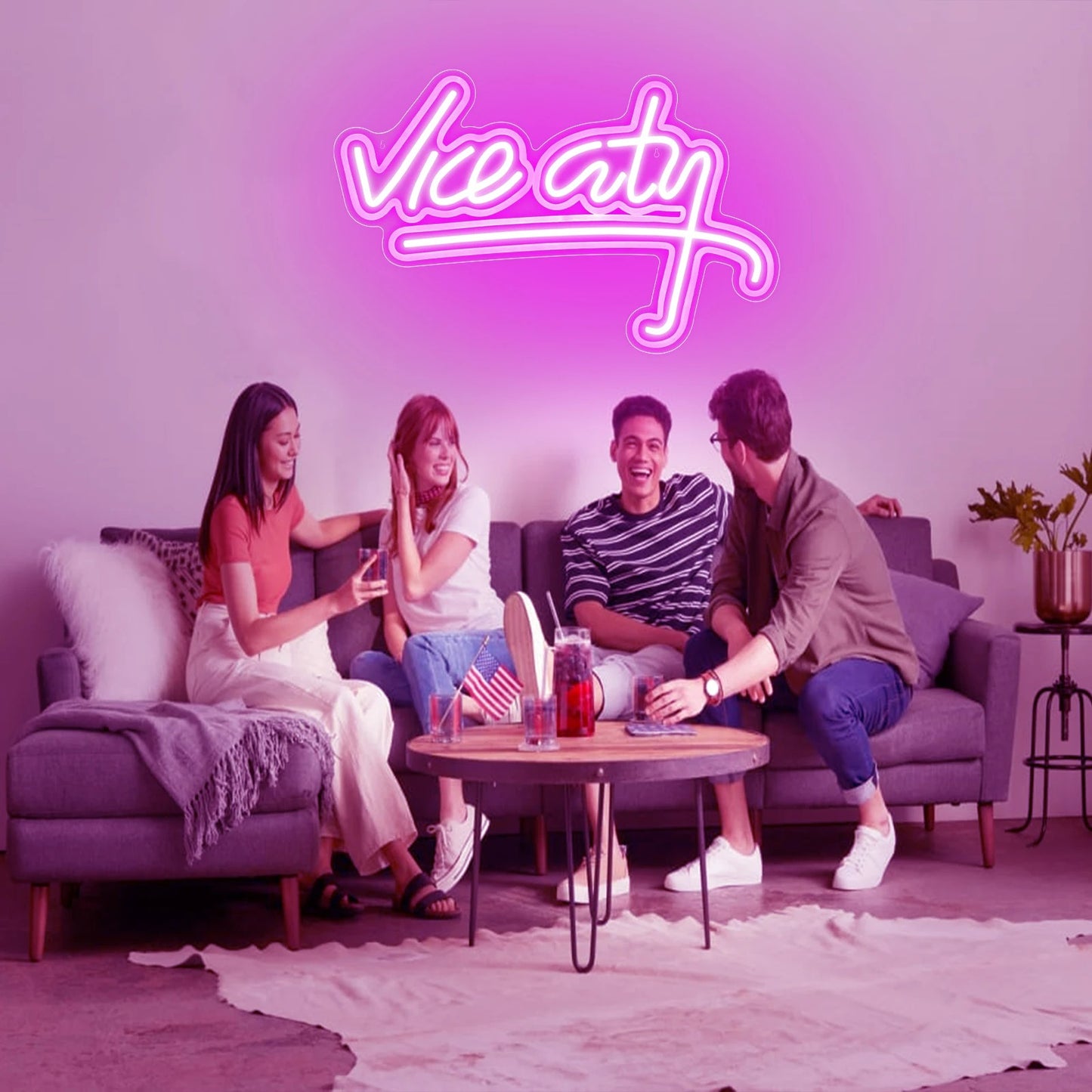 Vice City Neon Sign for Wall Decor, USB LED Neon Light, Bedroom, Kids Room, Game Room, Bar, Party Decor, Man Cave Home Artwork