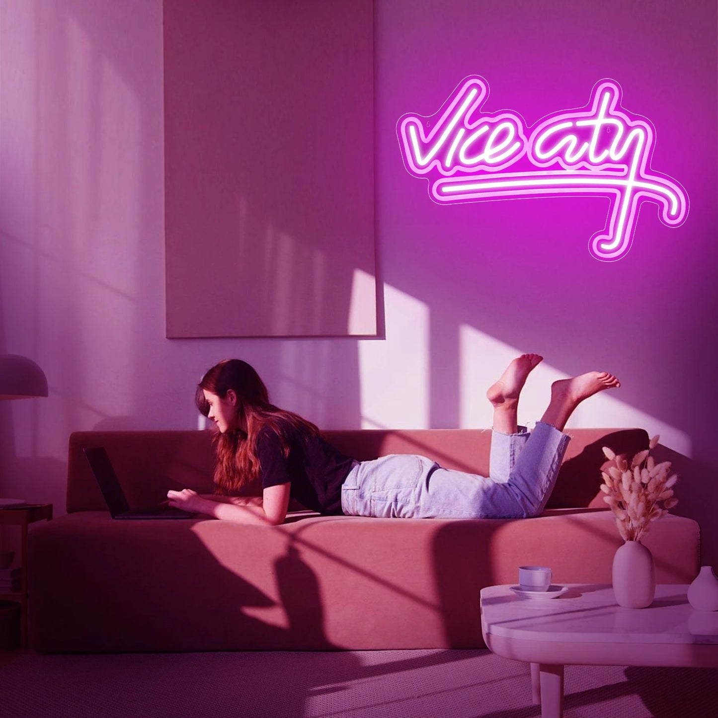 Vice City Neon Sign for Wall Decor, USB LED Neon Light, Bedroom, Kids Room, Game Room, Bar, Party Decor, Man Cave Home Artwork